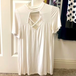 White Flowy Top with Keyhole Back